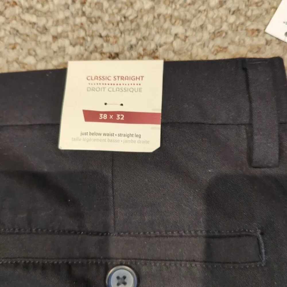 Old Navy Classic Straight Pants Mens 38x32 Black Chinos Khakis Preppy